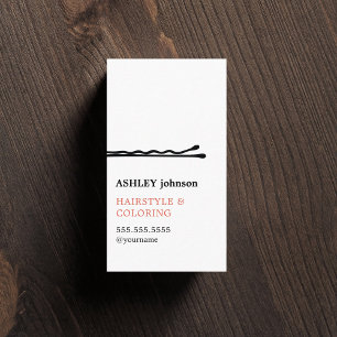 Eleganter Minimalistischer Schwarz-weißer Friseur Visitenkarte