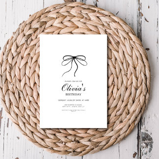 Eleganter minimalistischer Schwarzbogen-Geburtstag Einladung