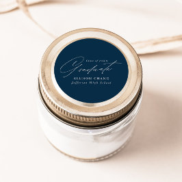 Eleganter Minimalistischer Script Navy-Abschluss Runder Aufkleber