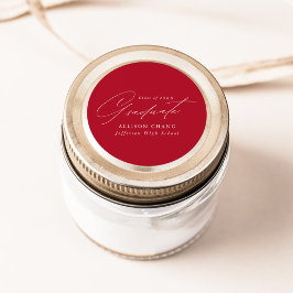Eleganter Minimalistischer Script Red Abschluss Runder Aufkleber