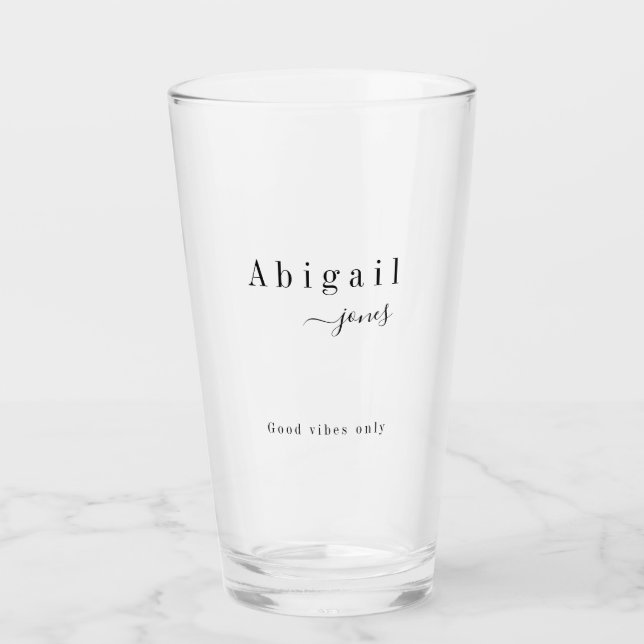 Eleganter Minimalistischer Skriptname Personalisie Glas (Vorderseite)