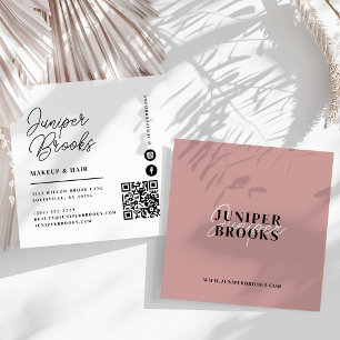 Eleganter minimalistischer staubrosa QR-Code Quadratische Visitenkarte