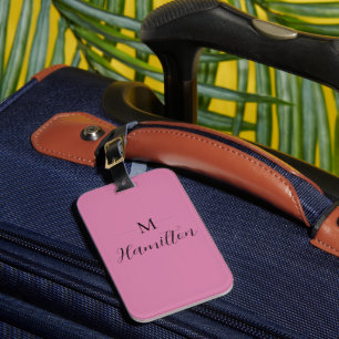Eleganter Minimalistischer, tiefrosa Monogramm-Nam Gepäckanhänger