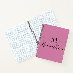 Eleganter Minimalistischer, tiefrosa Monogramm-Nam Notizbuch