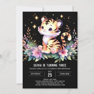 Eleganter Minimalistischer Tiger Geburtstag Einladung