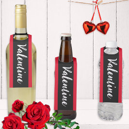 Eleganter Minimalistischer Valentinstag Roter Schw Flaschenanhänger