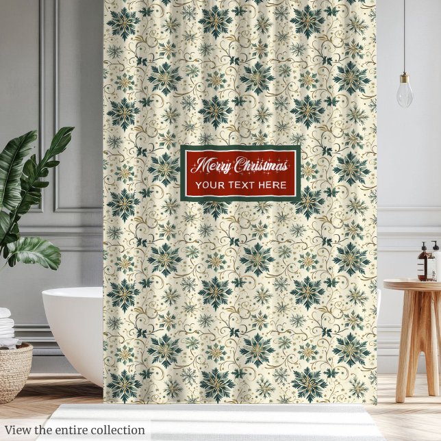 Eleganter Minimalistischer Vintager Schneeflocken  Duschvorhang (Elegant Minimalistic Vintage Snowflakes Curtain)