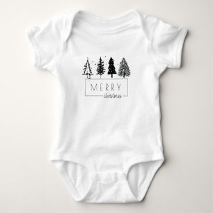 Eleganter Minimalistischer Weihnachtsbaum Baby Strampler