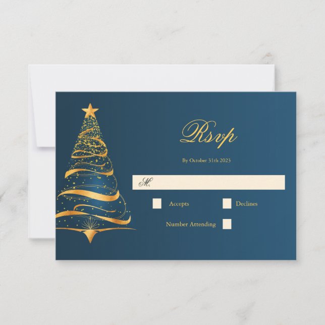 Eleganter Minimalistischer Weihnachtsbaum Hochzeit RSVP Karte (Vorderseite)