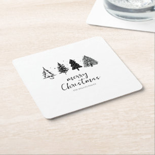Eleganter Minimalistischer Weihnachtsbaum Rechteckiger Pappuntersetzer