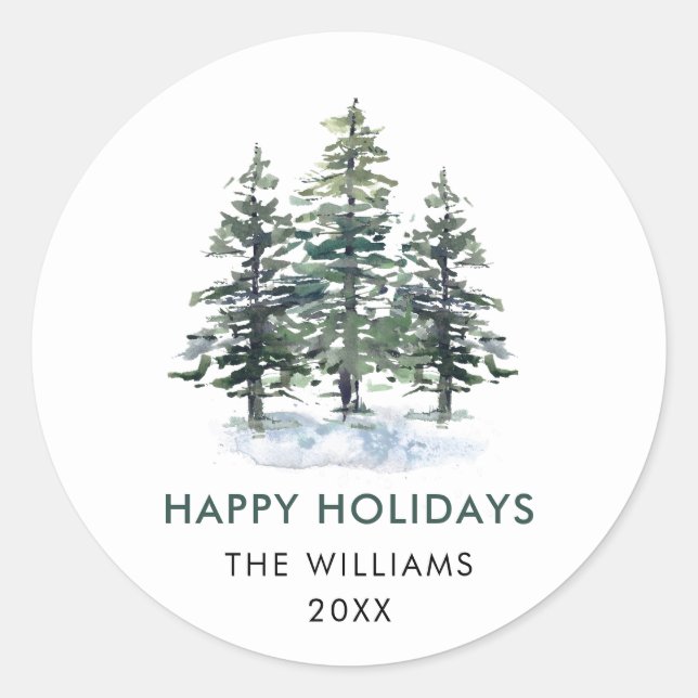 Eleganter Minimalistischer Weihnachtsbaum Runder Aufkleber (Vorderseite)