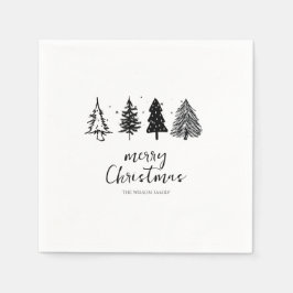Eleganter Minimalistischer Weihnachtsbaum Serviette