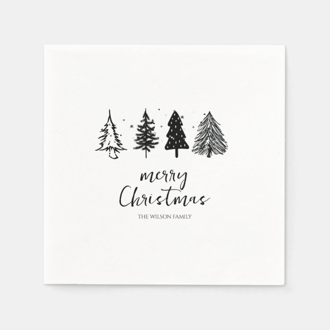 Eleganter Minimalistischer Weihnachtsbaum Serviette (Vorderseite)
