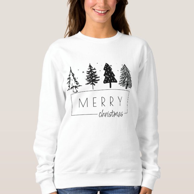 Eleganter Minimalistischer Weihnachtsbaum Sweatshirt (Vorderseite)
