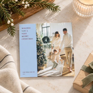 Eleganter minimalistischer Weihnachtsblauer Bilder Feiertagskarte