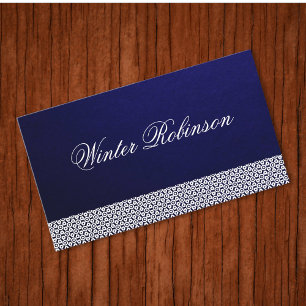 Eleganter minimalistischer Ziervektor blau weiß Visitenkarte