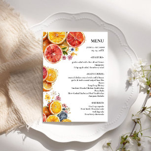 Eleganter Minimalistischer Zitrusfrüchtetisch Menükarte