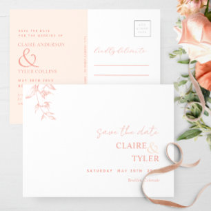 Eleganter Minimalwert, Peach Wedding Save the Date Postkarte