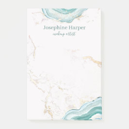Eleganter Mint Green Geode Gold Glitzer Marble Aga Post-it Klebezettel