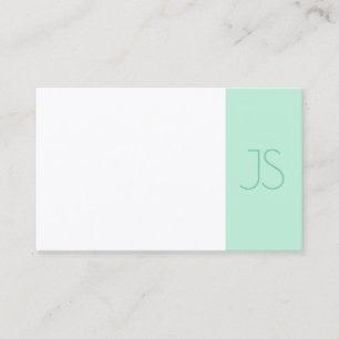 Eleganter Mint Green Modern Monogram Template Tren Visitenkarte