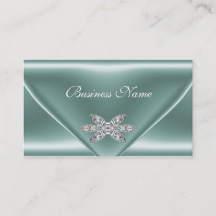 Eleganter Mintgrün Silber Diamant Schmuck Visitenkarte