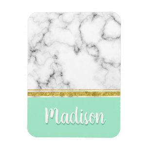 Eleganter Minzmarmor und Gold-Individuelle Name Magnet