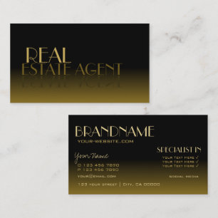 Eleganter Mirror Schriftart Klassischer Schwarz-Br Visitenkarte