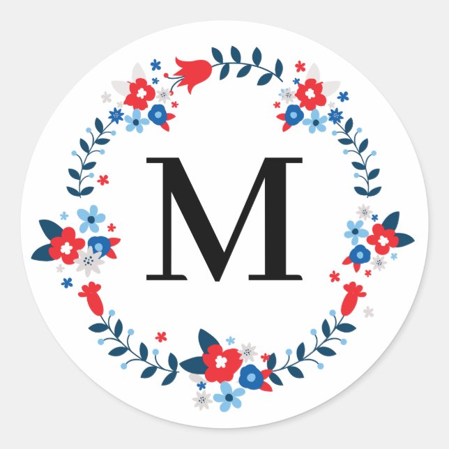 Eleganter Mit Monogramm Aufkleber für Flora - Abha (Vorderseite)
