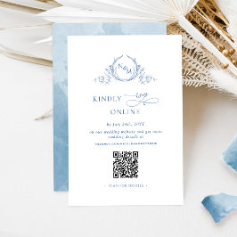Eleganter Mit Monogramm Blue UAWG Online QR-Code Begleitkarte