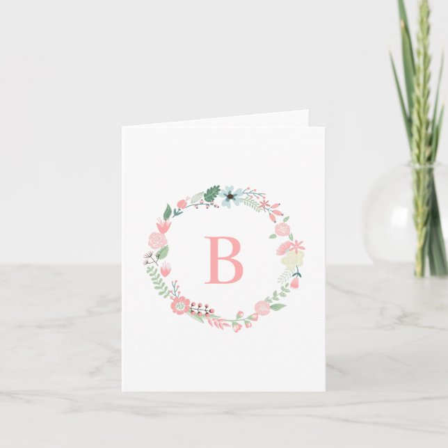 Eleganter mit Monogramm BlumenWreath (Vorderseite)