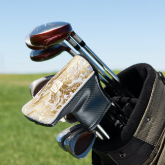 Eleganter Mit Monogramm Gold Monstera Leaf Putter Golf Headcover