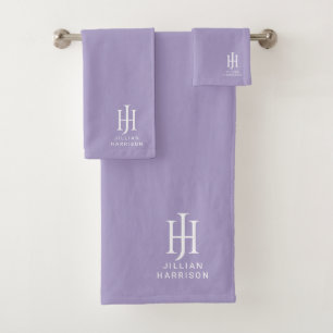 Eleganter Mit Monogramm Lavendel Badhandtuch Set