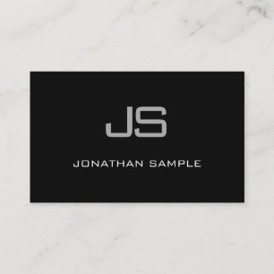 Eleganter Mit Monogramm Moderner Schwarz-weißer Sc Visitenkarte
