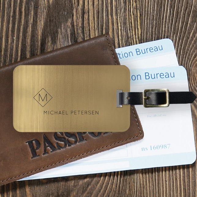 Eleganter mit Monogramm Name Moderne Gepäckanhänger (Von Creator hochgeladen)