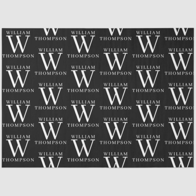 Eleganter Mit Monogramm Name Seidenpapier (Vorderseite)