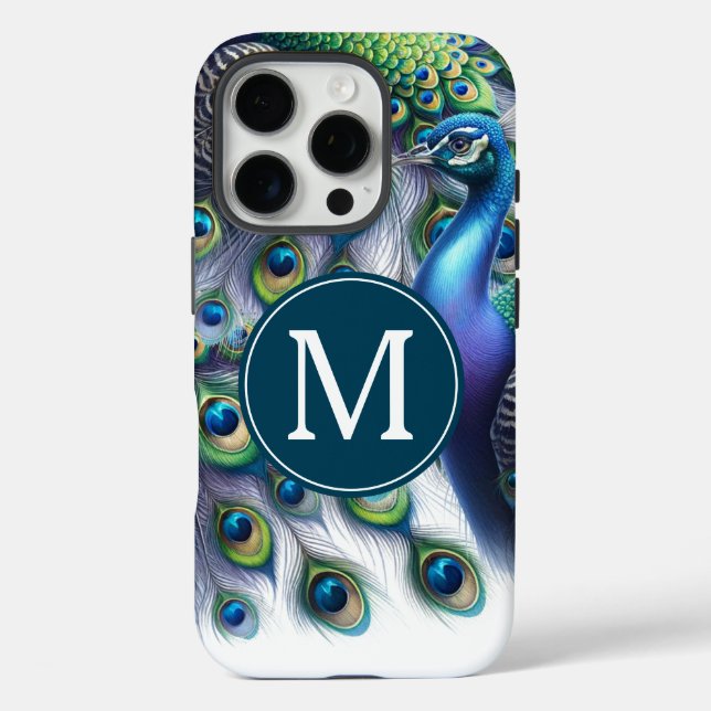 Eleganter Mit Monogramm Pfau Case-Mate iPhone Hülle (Rückseite)