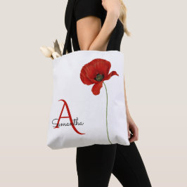 Eleganter Mit Monogramm Roter Mohn auf Weiß