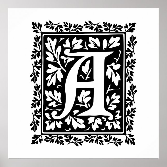 Eleganter mittelalterlicher, beleuchteter Manuskri Poster (Vorne)