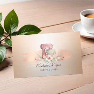 Eleganter Mixer Flower Roségold Pinselstrich Bäcke Visitenkarte