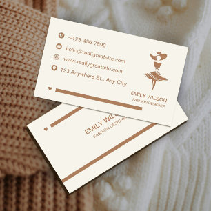Eleganter Mode-Designer /Minimalistisch Beige & Br Visitenkarte