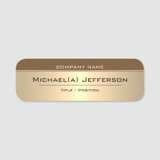 Eleganter Mode Stil Brown & Luxury Gold Metallic Namensschild