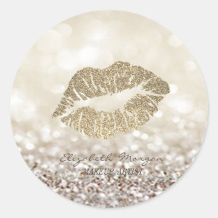 Eleganter Moder Glitter Bokeh, Lippen Runder Aufkleber