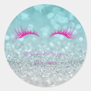 Eleganter Moder Glitzernder Bokeh, Falsche Wimpern Runder Aufkleber