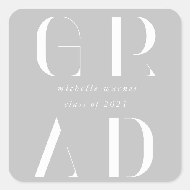 eleganter, moderner Abschluss-Aufkleber Quadratischer Aufkleber (Vorderseite)