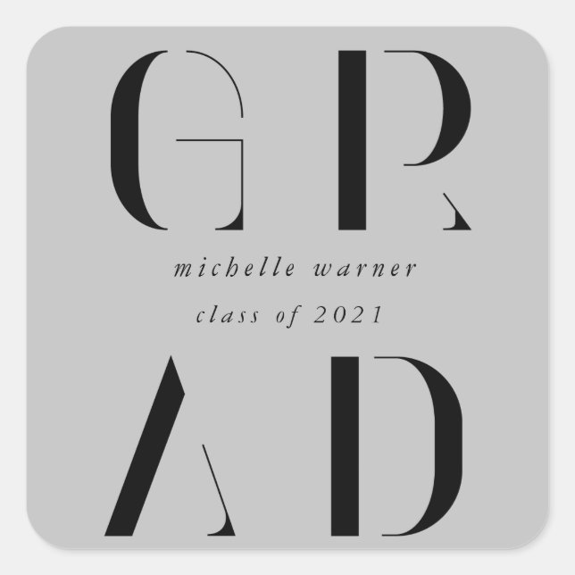 eleganter, moderner Abschluss-Aufkleber Quadratischer Aufkleber (Vorderseite)