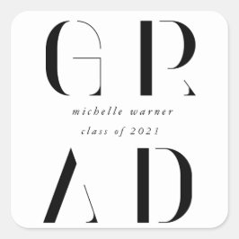 eleganter, moderner Abschluss-Aufkleber Quadratischer Aufkleber