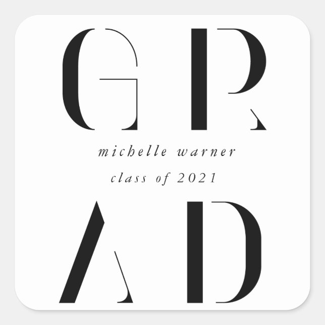 eleganter, moderner Abschluss-Aufkleber Quadratischer Aufkleber (Vorderseite)
