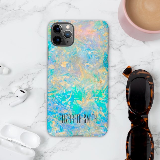 Eleganter moderner Abstrakter Gold Fire Opal Indiv iPhone 16 Hülle (Von Creator hochgeladen)