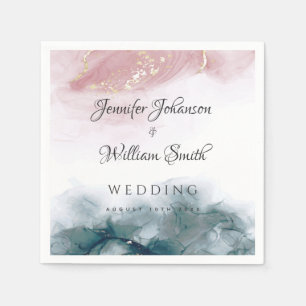 Eleganter moderner Alkohol Tinte Blush Blau Wasser Serviette