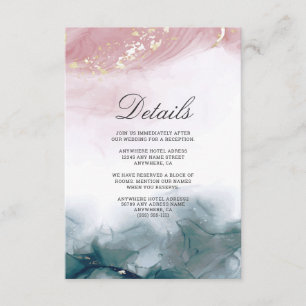 Eleganter moderner Alkohol Tinte Bush Blaue Wasser Begleitkarte